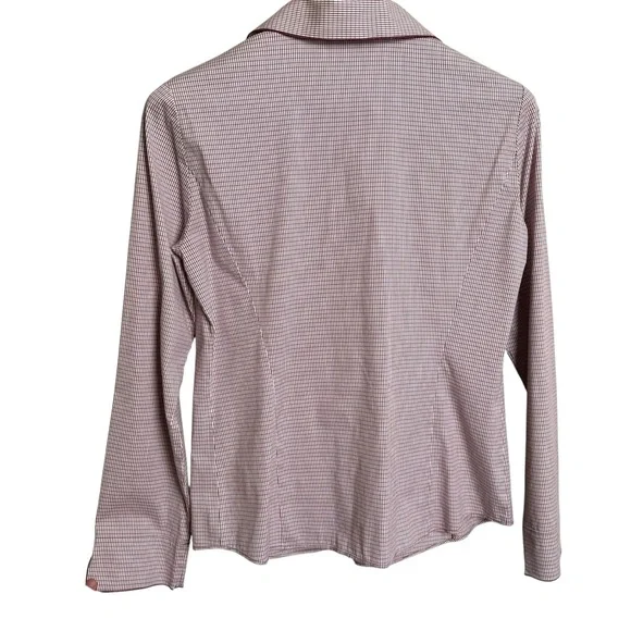 Lafayette 148 Size 4 Gingham Snap Collared Shirt Blouse Career Work Office - Picture 14 of 15